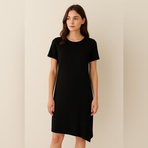 Eileen Fisher Effortless Organic Cotton and Spandex Black T-Shirt Dress Size XS